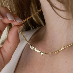 Custom Engraved 18K Golden Plated Stainless Steel Necklace with Pendant Design Minimalist Style for Men and Women Durable 201 Stainless Steel Chain Name Necklac