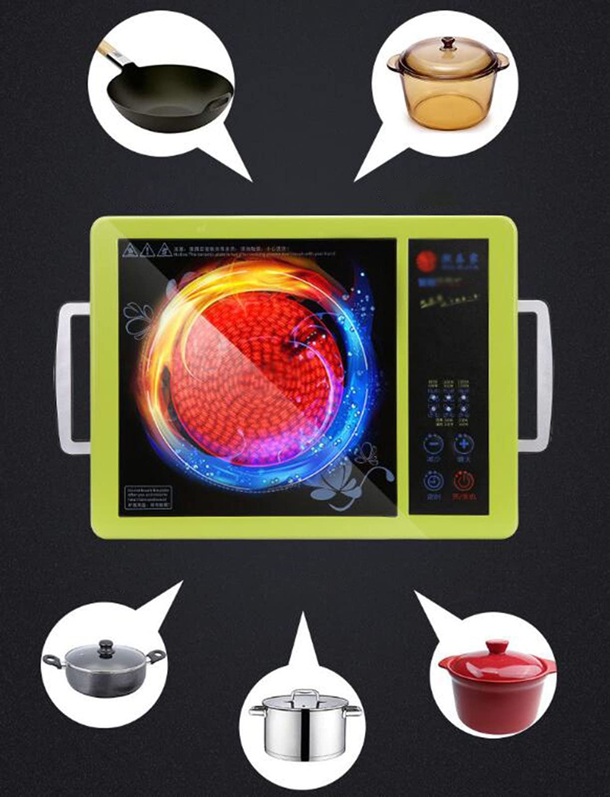 Portable Induction Cooker, hot Pot, Smart Electric Ceramic Stove, Household hot Pot, Light Wave Induction Cooker, Desktop Multi-Function Electric Water Heater, Electric Tea Stove, 5-Speed Push-Button