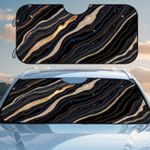 1pc Abstract Golden Marble Texture Pattern Car Front Windshield Sunshade Foldable Sun Visor for Easy Storage Perfect for Long Distance Travel Scenic Drives and Busy City Parking Lots