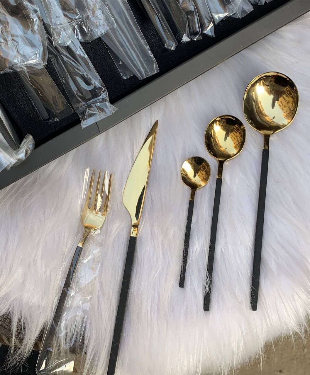 Cutlery Set Service For 6 With Box 24 Pieces Stainless Steel Flatware Set With Steak Knives, Forks And Spoons