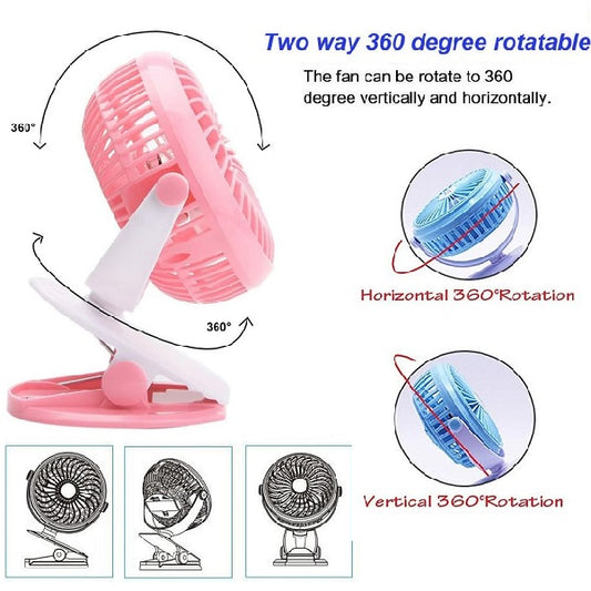 JG20375513 Clip On USB Rechargeable Fan With 3 Modes ML-F168