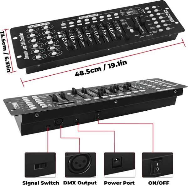 JG20375510 DMX512 Controller 192 Channels DMX Light Effects Console For DJs, Disco