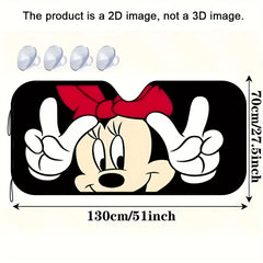DISNEY Authorized 1pc Mickey Pattern Car Sun Visor Suitable for Vehicle Interior Accessories 129.54cm x 69.85cm 4 Easy To Install Suction Cups Polyester Foldable Windshield Sunshade Keep The Car Cool