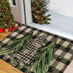 1Pc Christmas Tree Doormat Non Slip Backing Machine Washable