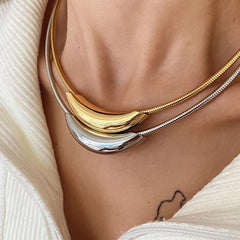 1pc SENLANSP Women's French Magnetic Necklace 18K Gold Plated Stainless Steel Ring & Hose Collar Elegant Magnetic Clasp for Daily Wear Parties Special Events French Style Year Round Gift for Weddings Birthdays