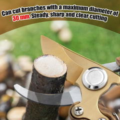 Heavy Duty Carbon Steel Gardening Pruning Shears with Ergonomic Non Slip Handle & Sharp Serrated Blades Professional Florist Clippers Manual Hand Pruners for Trees Shrubs Hedges Roses Flowers Durable Metal Construction with Locking Mechanism & Sh