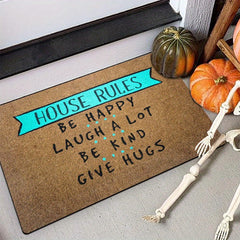 1Pc House Rules Welcome Mat Be Happy/Laugh Lot/Be Kind/Give