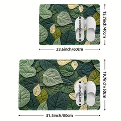 1pc DAJIANG Leaf Pattern Bath Mat Soft Absorbent Non Slip Bathroom Rug for Shower Bathtub and Sink Green Leaf Design Machine Washable Polyester Home Decor for Spring and Summer Shower Accessory | Vibrant Bathroom Mat | Machine Washable Mat