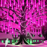 192LED Meteor Shower Christmas Lights USB Falling Rain Icicle String Lights 8 Light Strips LED String Lights Landscape Lighting IPX4 Meteor Shower Rain Lights for Trees Gardens Courtyards Christmas Wedding Party Outdoor Decoration