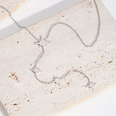 Fashionable New Eight Pointed Star Pendant Long Necklace Women'S Waterproof Stainless Steel Necklace.