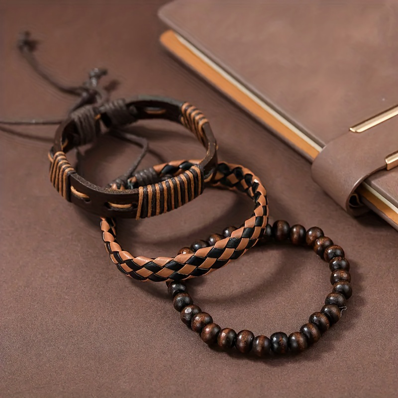 1 Piece Casual Business Men's Quartz Watch And 3 Pieces Bracelets