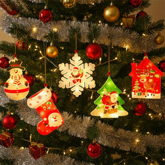 1pc Christmas LED hanging Lights Reindeer snowflakes Christmas tree snowman socks stars Design Cute Style Battery Powered Indoor Holiday Decor for Home Wall Window Curtain Party Bedroom Xmas Tree Decoration Indoor Hanging Lights