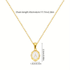 1pc 201 Stainless Steel A Z Alphabet Fashion Simple Initial Necklace 14K Gold Plated for Ladies Teenage Girls Friend Graduation Gift