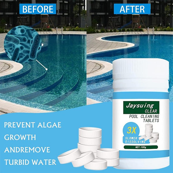 Jaysuing Clear Pool Cleaning Tablets 3 x Slower Dissolving 100g