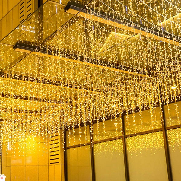 ZYF-100 LED Fairy Curtain Light with Tail Plug Extension Warm White 6×0.52m