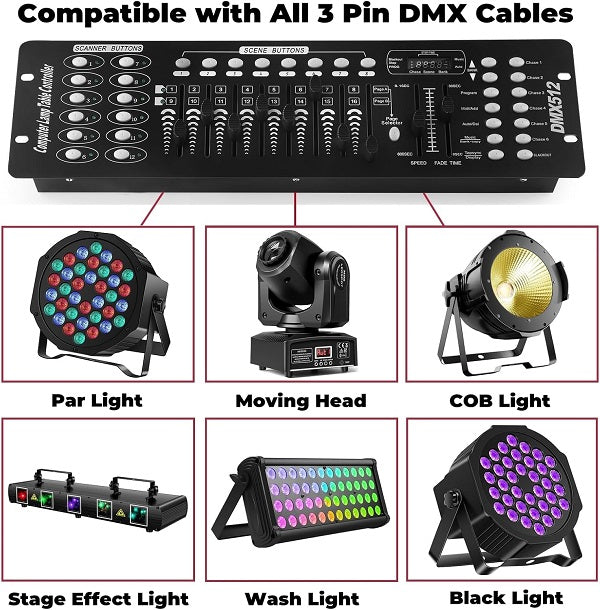 JG20375510 DMX512 Controller 192 Channels DMX Light Effects Console For DJs, Disco