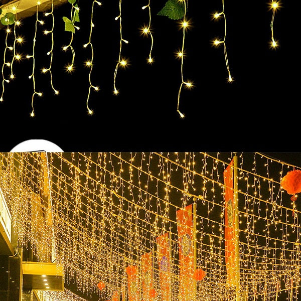 ZYF-100 LED Fairy Curtain Light with Tail Plug Extension Warm White 6×0.52m