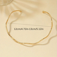 Women's Minimalist Geometric Golden Tone Metal Choker Necklace Bohemian Vacation & Everyday Jewelry Year Round Versatile Elegant Design for Casual or Formal Outfits Formal Accessory Goldtone Finish Sleek Modern Look