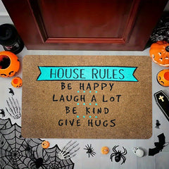 1Pc House Rules Welcome Mat Be Happy/Laugh Lot/Be Kind/Give