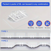 50pcs Waterproof Plastic Transparent Hanging Hook Set Perfect for Hanging Christmas Lights Cable ManaSynthetic Gemstoneent and Rope Organization Suitable for Outdoor String Lights Durable UV Resistant Clear Self Adhesive Clips Halloween decorations