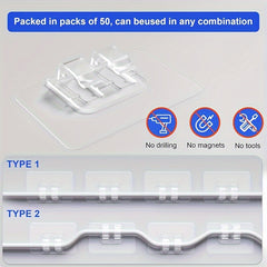 50pcs Waterproof Plastic Transparent Hanging Hook Set Perfect for Hanging Christmas Lights Cable ManaSynthetic Gemstoneent and Rope Organization Suitable for Outdoor String Lights Durable UV Resistant Clear Self Adhesive Clips Halloween decorations