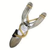 Adult Handcrafted Tiger Face Slingshot a Recycled Wooden Launcher with Elastic Bands Perfect for Outdoor Camping And Hunting Gear a Collectible Wooden Art Gift Handmade Slingshot.