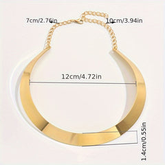 Women's Geometric Open Cuff Choker Necklace High Shine Golden Finish Minimalist Bold Design for Everyday & Party Jewelry Year Round Versatile Accessory Smooth Glossy Finish