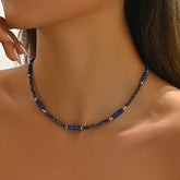 Women's Minimalist Blue Natural Stone Handmade Beaded Necklace