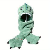 Children's Autumn and Winter Plush Dinosaur Cute Scarf Hat and Gloves Three piece Set Exquisite Embroidery Warm and Cute Super Soft Fabric Comfortable Winter Thick Style Cold Protection