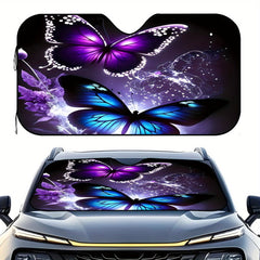1pc Fit Car Sunshade Windshield Cover with Purple Blue Butterflies Design Heat Insulating UV Protection Windshield Cover for Parking