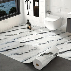 2 Rolls 15.7x118 Inch Thickened Version 3mm Thickness Easy to Peel and Apply Vinyl Flooring Durable and Removable Waterproof Marble Tile Stickers. Self Adhesive Modern Marble Pattern Floor Tile Decals Suitable For Kitchen Living Room Office