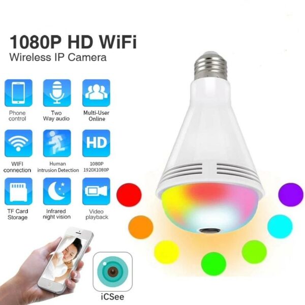 1080P Lamp Bulb Camera Fisheye Wireless Panoramic