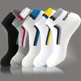 5 Pairs Unisex Athletic Socks Breathable Soft and Comfortable Low Cut Socks with Colorful Stripes Ideal for Basketball and Casual Wear All Season Use Casual Socks | Sporty Socks | Breathable Fabric