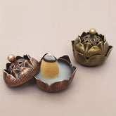 Zinc Alloy for Lotus Incense Burner Intricate Floral Design with 3 Petal Base Battery Free Meditation & Yoga Decor for Home Office Temple Holiday Gift for Christmas Valentine's Mother's Father's Day