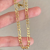 Men's & Women's 22K Golden plated Necklace Heavy Duty 4mm Thick Interlocking Link Chain Unisex Golden Jewelry Gift for Wedding Christmas Durable 22K Golden plated Chain for Casual Attire (Men & Women)