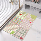 1Pc Vintage Floral & Plaid Pattern Doormat Durable Polyester