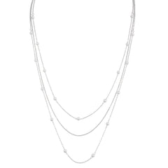 A Stylish And Elegant Three Layer Faux Pearl Long Necklace for Autumn And Winter Featuring a Geometric Trendy Design Suitable for Women to Wear on a Daily Basis for Commuting Parties Dates Music Festivals And More.
