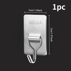 1/5/10/15/20pcs Self Adhesive Towel Hooks 304 Stainless Steel Wall Mounted Bathroom Organizer with Curved Design Space Saving Bathroom Storage Robe & Towel Hooks