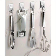 1/5/10/15/20pcs Self Adhesive Towel Hooks 304 Stainless Steel Wall Mounted Bathroom Organizer with Curved Design Space Saving Bathroom Storage Robe & Towel Hooks