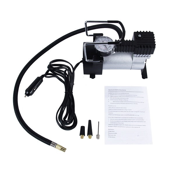 DC 12V 12A Heavy Duty Air Compressor With Pressure Gauge And Three Nozzle Adapters 965KPA