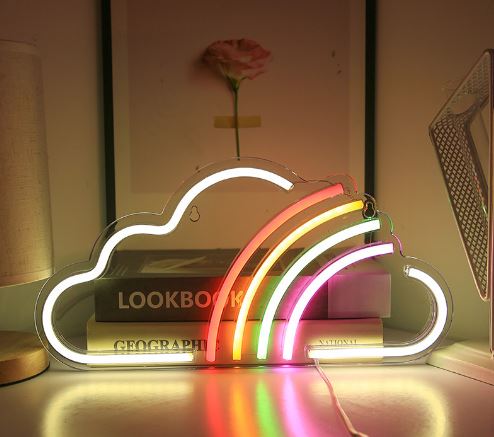 C-11 USB Powered Rainbow Through Cloud Neon Lamp With Back Plate + On Off Switch