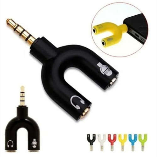 U-Shaped Stereo 2 Way Converter Headphone Splitter 3.5mm 1 Male to 2 Female
