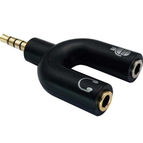 U-Shaped Stereo 2 Way Converter Headphone Splitter 3.5mm 1 Male to 2 Female