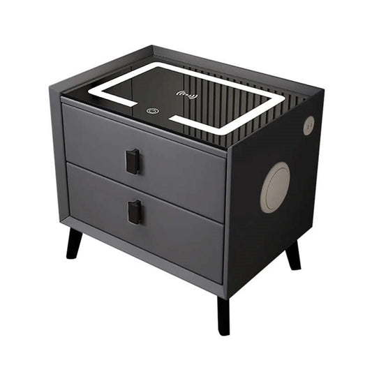 Modern Smart Bedside Table with Wireless Charging Color Light Speaker