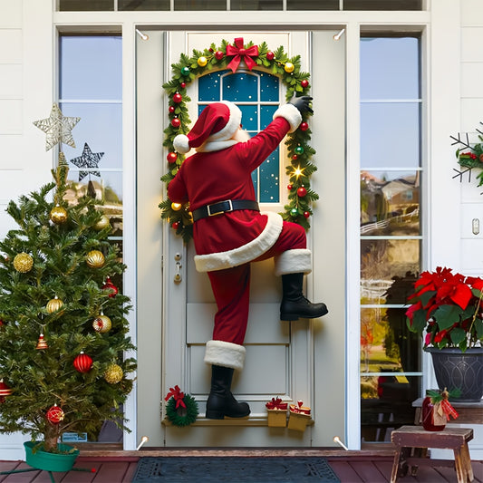 Santa Claus Christmas Porch Banner Durable polyester door frame decoration, bright and fade-resistant outdoor holiday decoration, Christmas decoration
