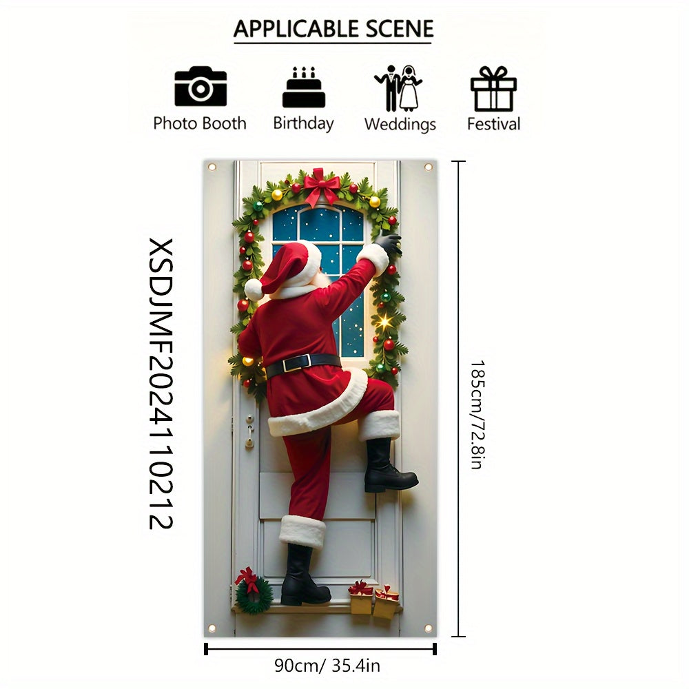 Santa Claus Christmas Porch Banner Durable polyester door frame decoration, bright and fade-resistant outdoor holiday decoration, Christmas decoration