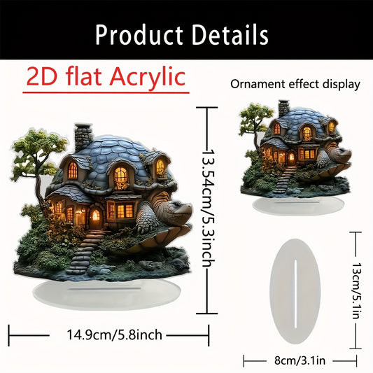 1pc Bohemian Style Acrylic Turtle House Decorative Sign and Plaque, Bohemian Style Animal Theme Decorations, Multipurpose Desktop Display, Ideal Gift for Home and Office