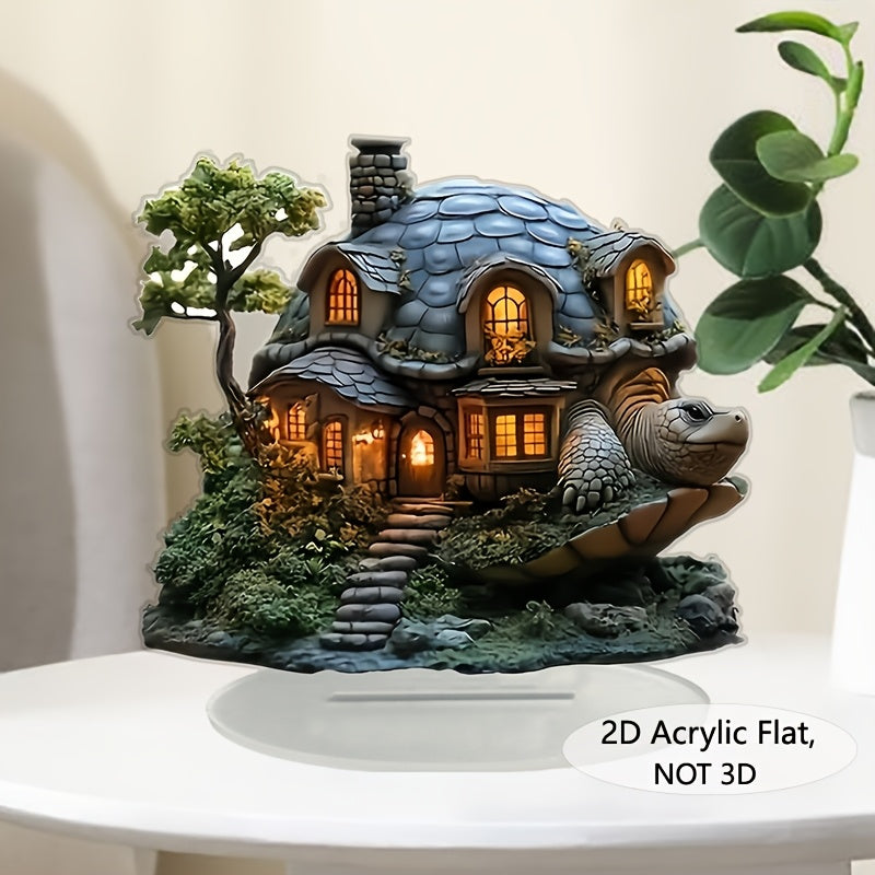 1pc Bohemian Style Acrylic Turtle House Decorative Sign and Plaque, Bohemian Style Animal Theme Decorations, Multipurpose Desktop Display, Ideal Gift for Home and Office