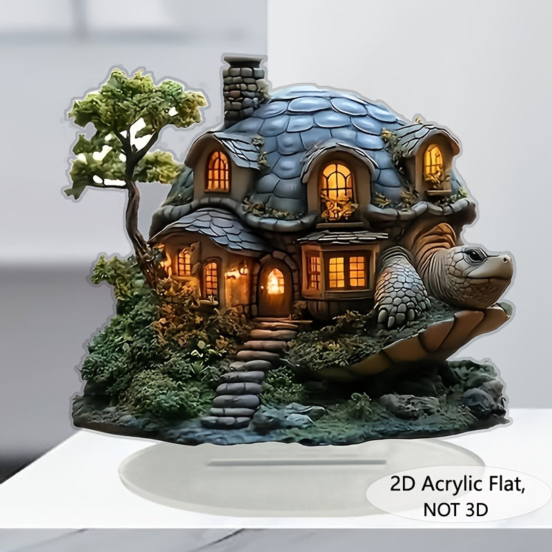 1pc Bohemian Style Acrylic Turtle House Decorative Sign and Plaque, Bohemian Style Animal Theme Decorations, Multipurpose Desktop Display, Ideal Gift for Home and Office