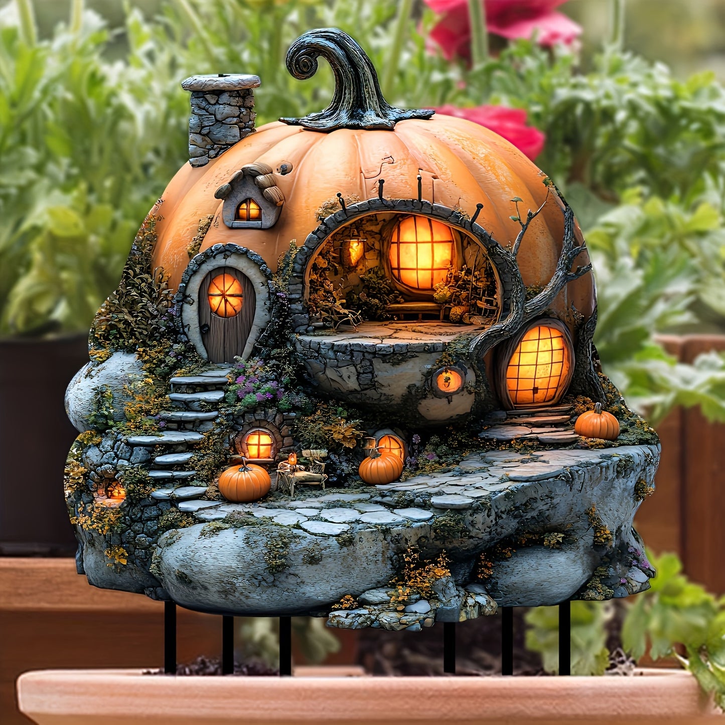 Magic Pumpkin House Garden Sign - Acrylic Fairy Tale Art for Thanksgiving and Christmas, Ideal Outdoor Decorations, Lawn Parties and Gifts